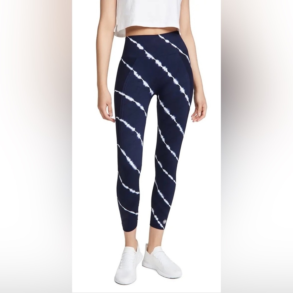 Tory Sport Burch High Rise Seamless 7/8 Leggings Tie Dye Navy Size‎ XS